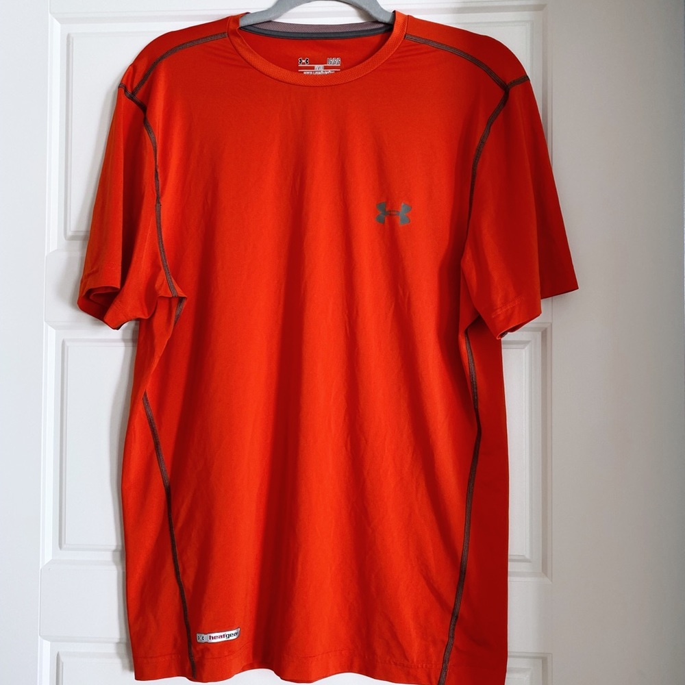 Orange Under Armour Fitted Heat Gear Tee